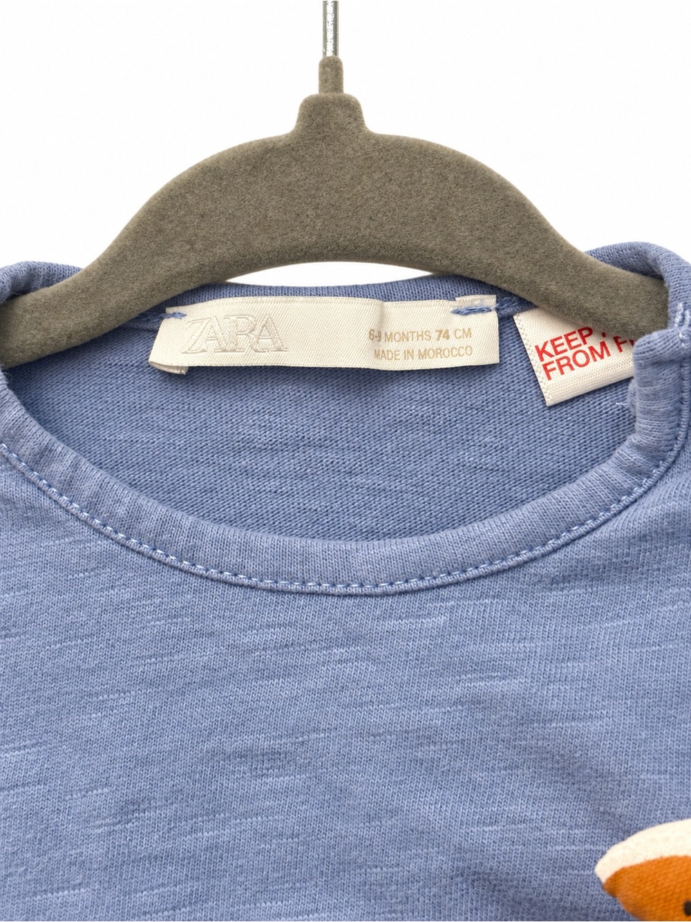 Zara Baby Blue Squirrel Long Sleeve Shirt 6–9M - Picture 3 of 3